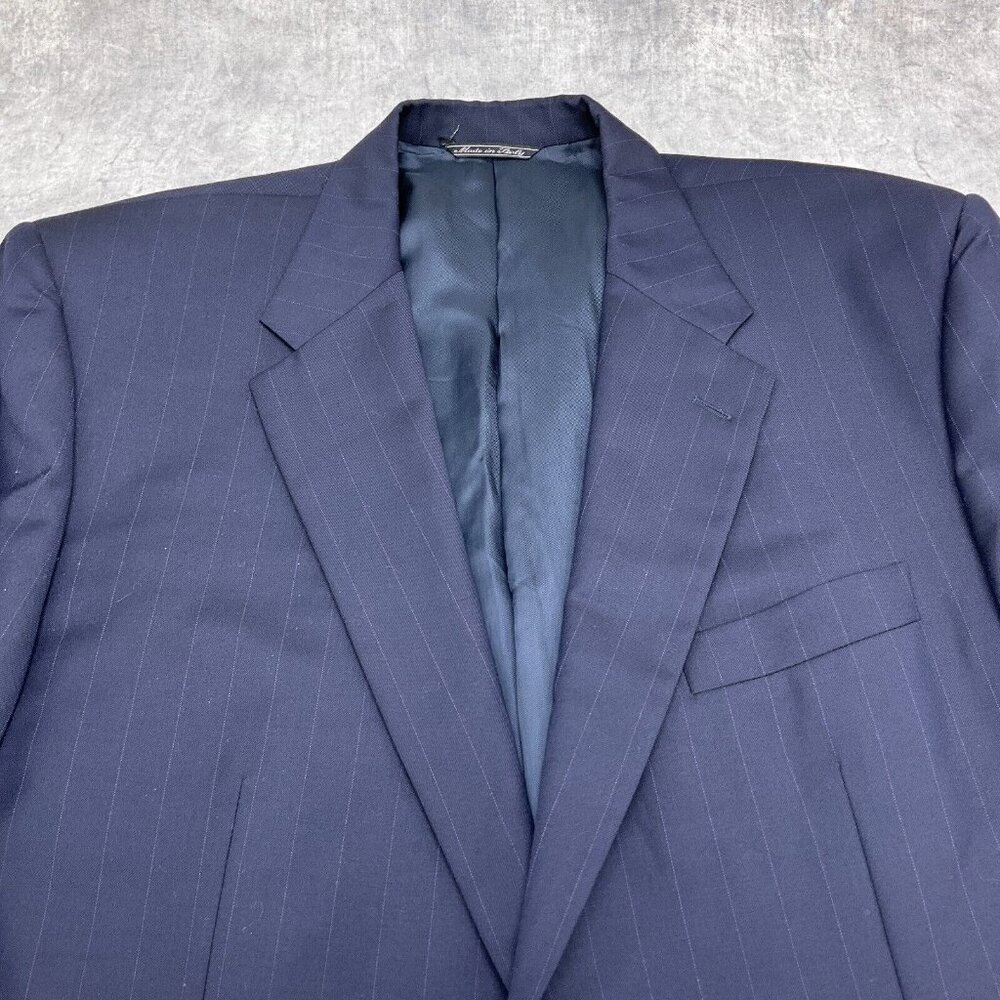 Coreliani Blazer Men 44 Blue Pinstripe Super 120s Merino Wool Classic Jacket - Picture 2 of 16